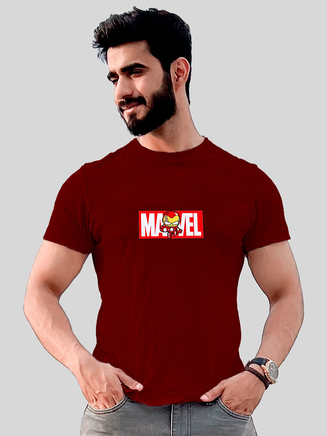 Jack Paris Men Iron Man Printed Cotton T-shirt