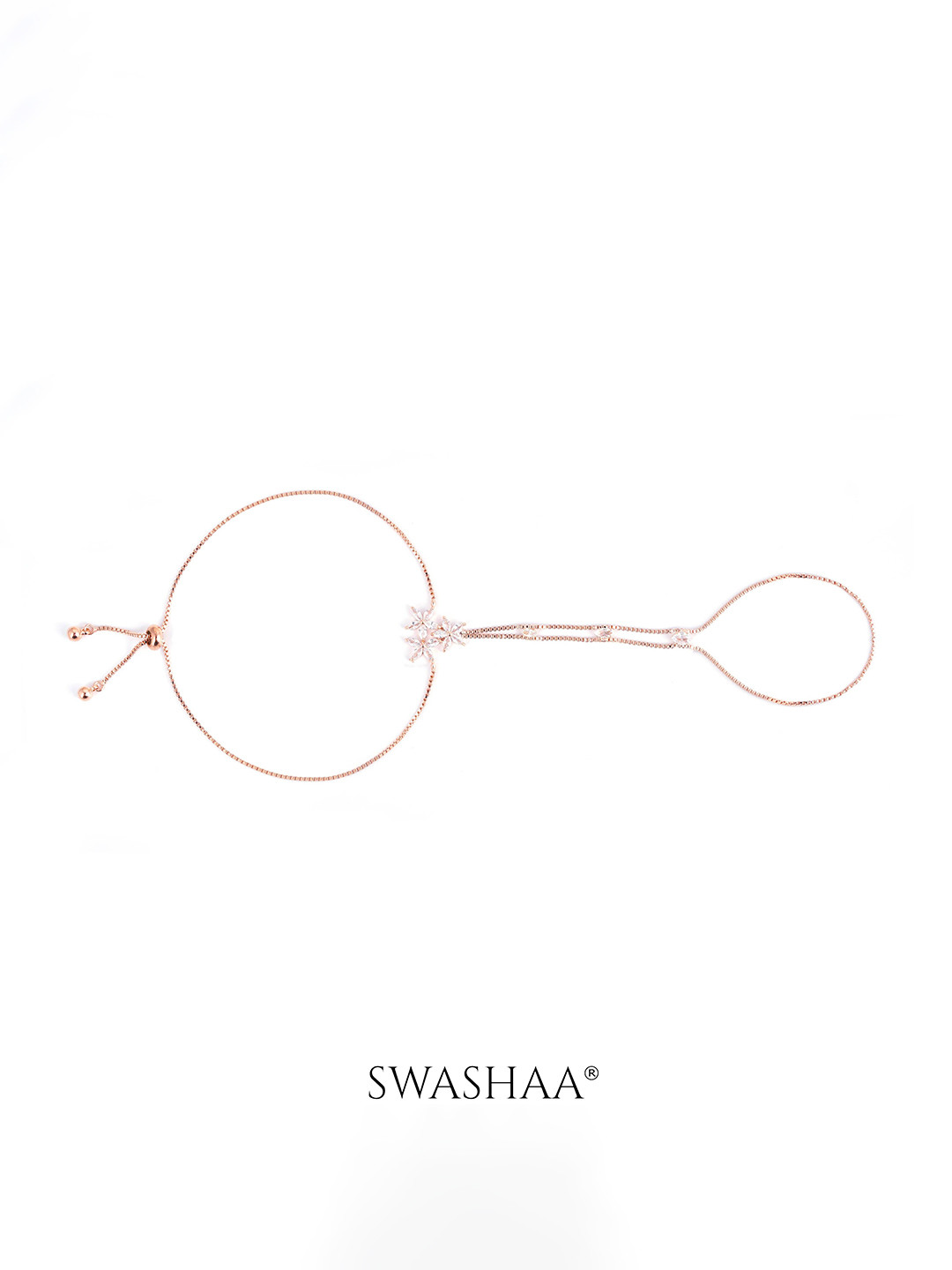 SWASHAA Women Rose Gold-Plated Stainless Steel Stone Studded Ring Bracelet
