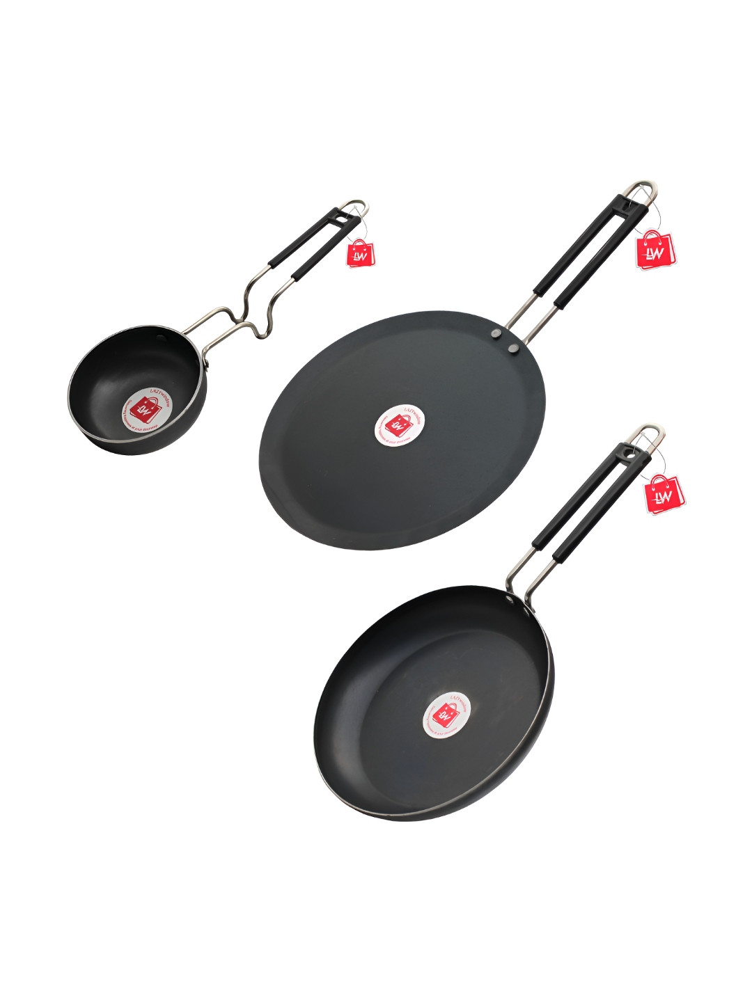 LAZYwindow Black Microwave Safe Iron Cookware Set of