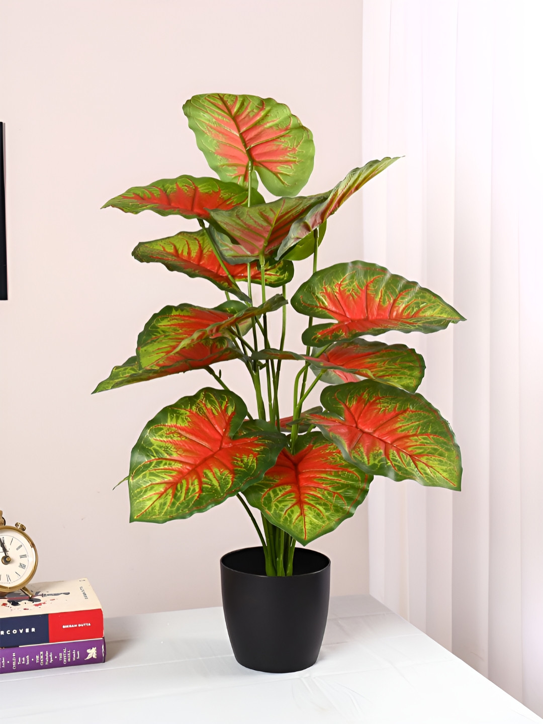 ARICK DECOR Red Artificial Plant With Pot