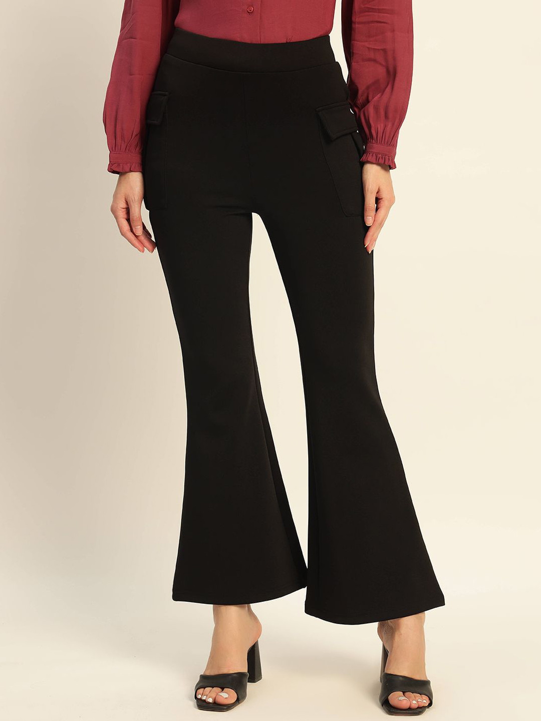 Deewa Women Smart Slim Fit High-Rise Trousers