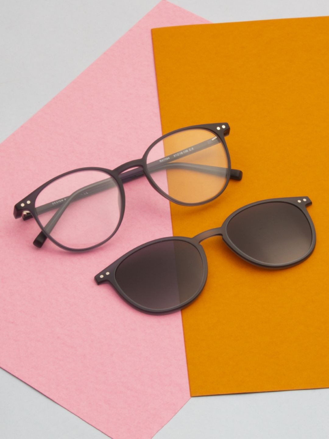 Ted Smith Unisex Blue-Grey Round Clip On Frames Clip On Sunglasses With Polarized Lens