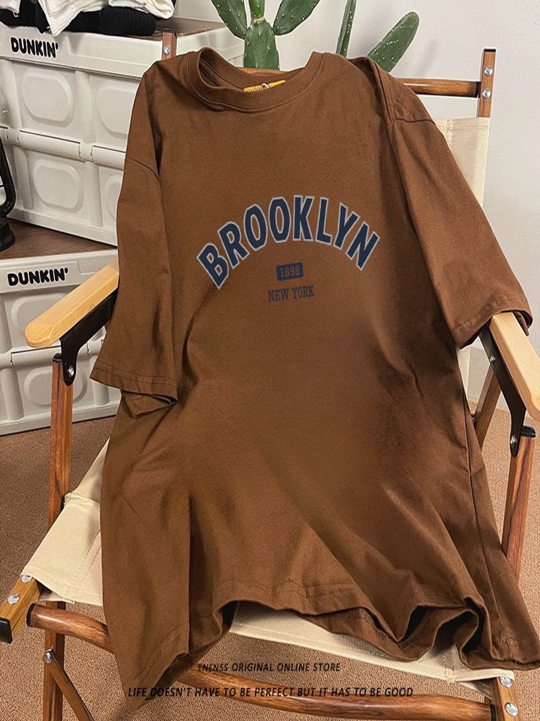 Outzidr Brown Chest Print Graphic Tshirt