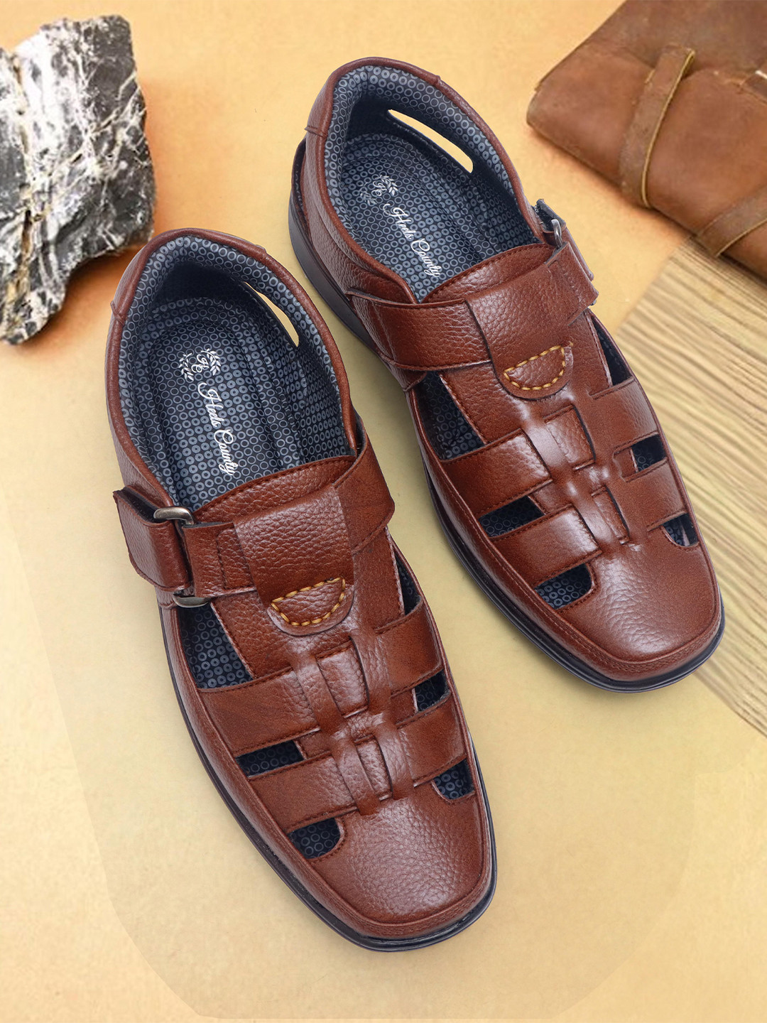 HEELS COUNTY Men Ethnic Leather Fisherman Sandals