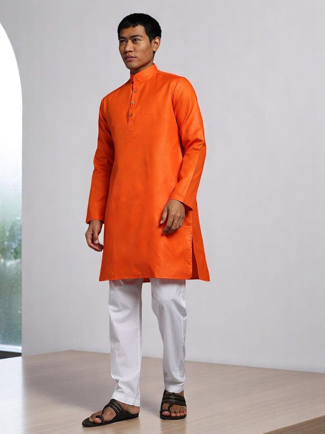 TRYBUY.IN Men Solid Full Sleeves Kurta