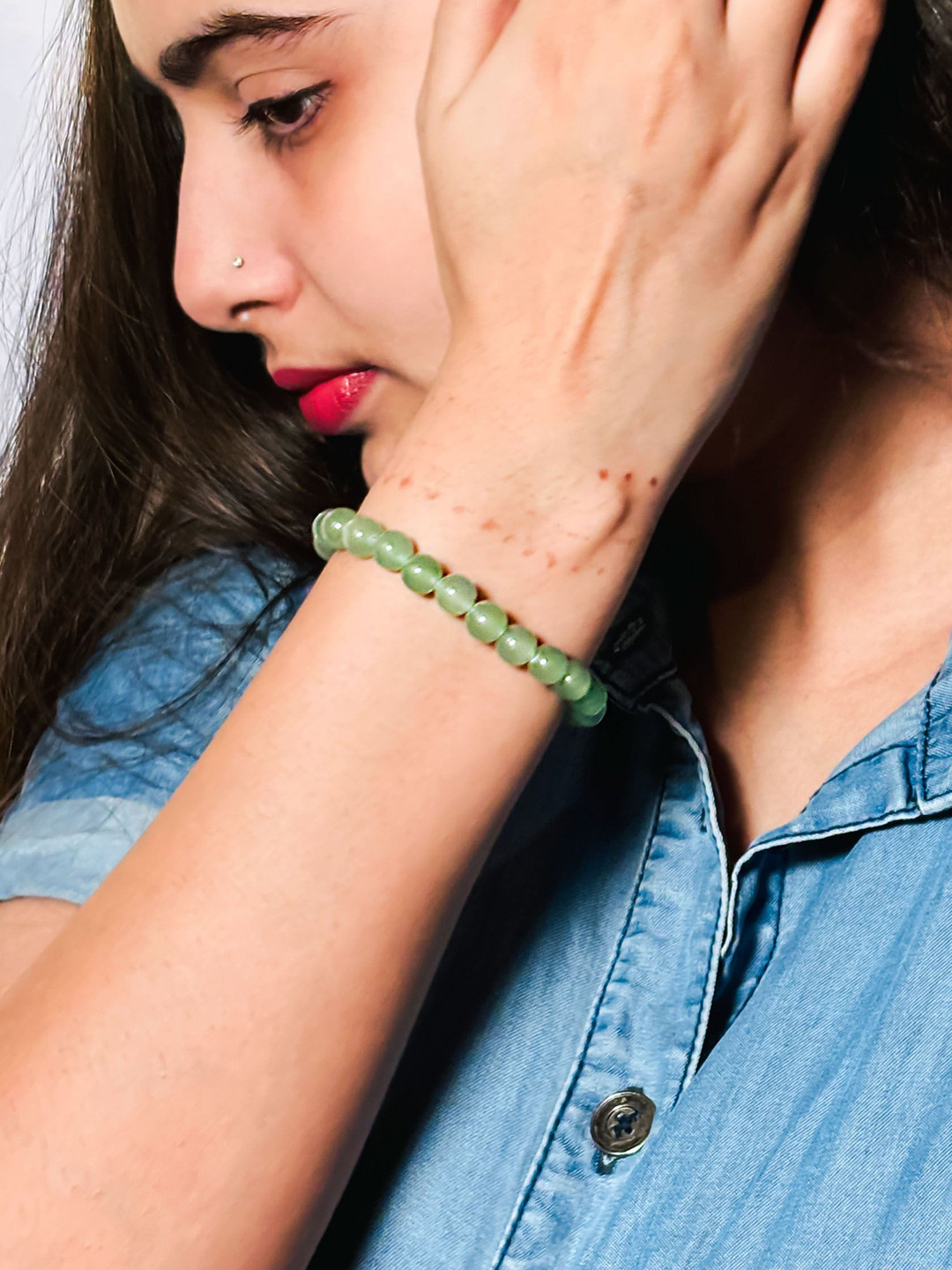 INARI SHINES Natural Green Aventurine Stone Bracelet