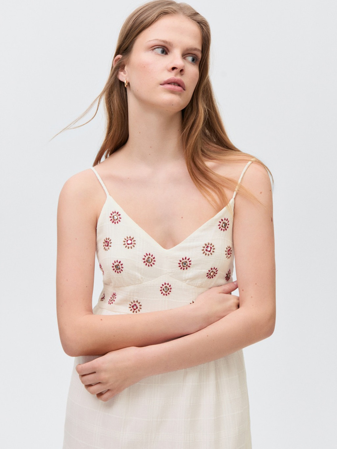 MANGO Floral Embroidered Maxi Dress