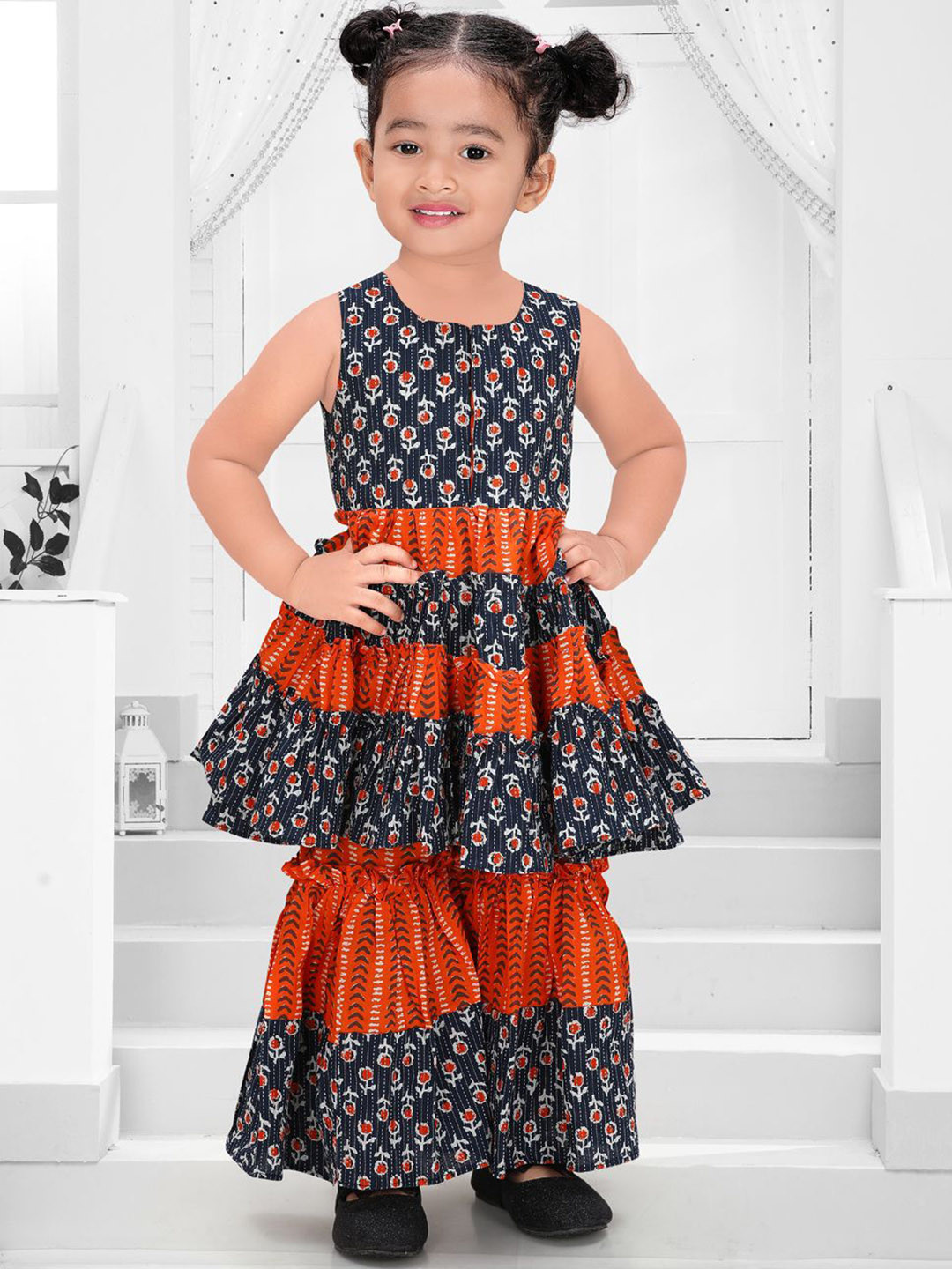 Pragya Exclusive Girls Floral Printed Cotton Kurta with Sharara