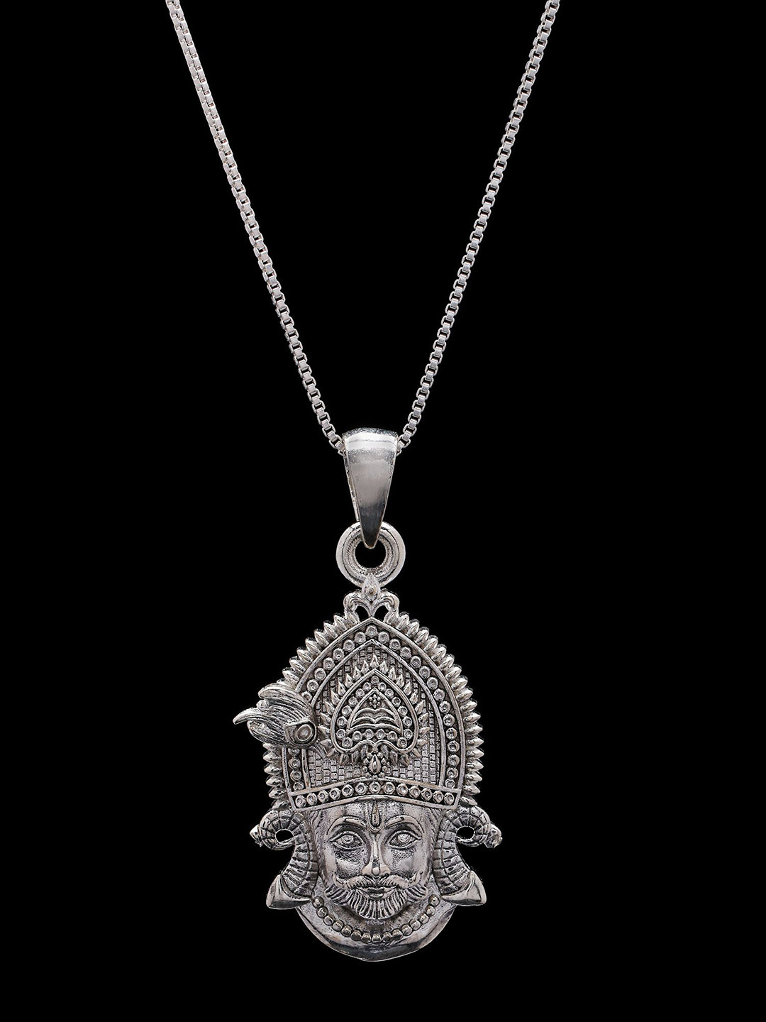 Exotic India Sterling Silver Contemporary Khatu Shyam Baba Pendant