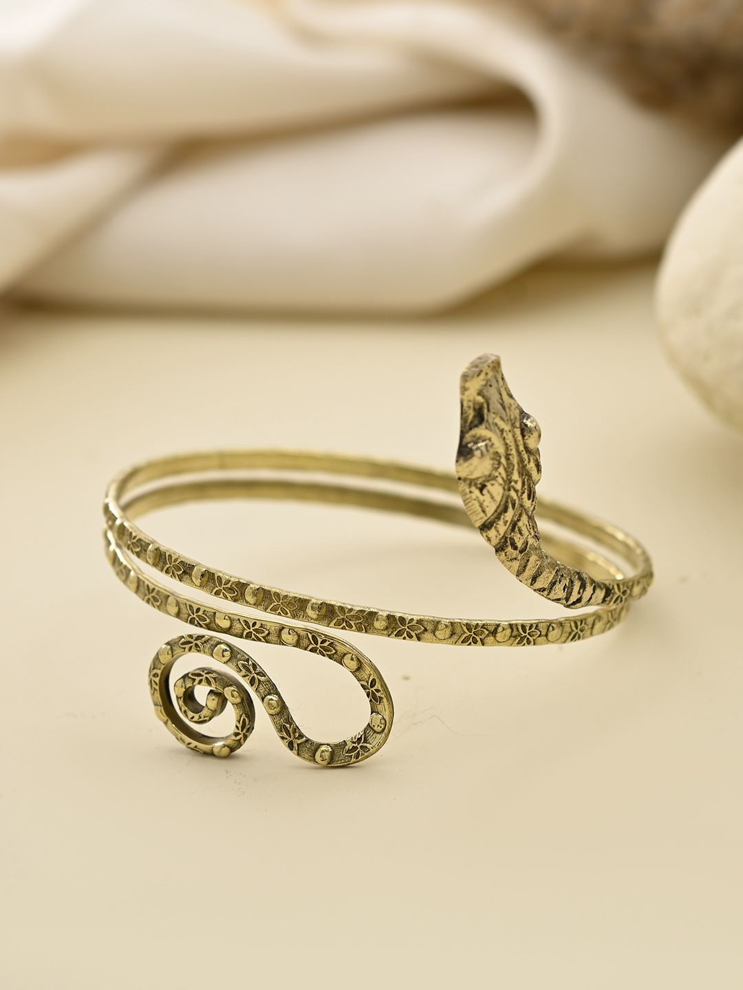Silvermerc Designs Women Gold-Plated Snake Cuff Bracelet