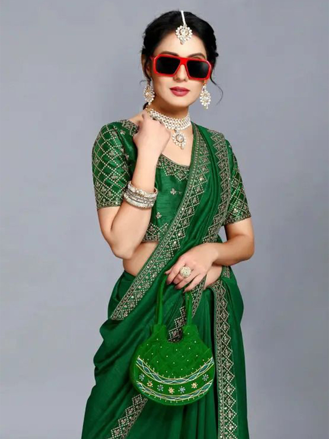 Dream Crushers Solid Embroidered Art Silk Mysore Silk Saree