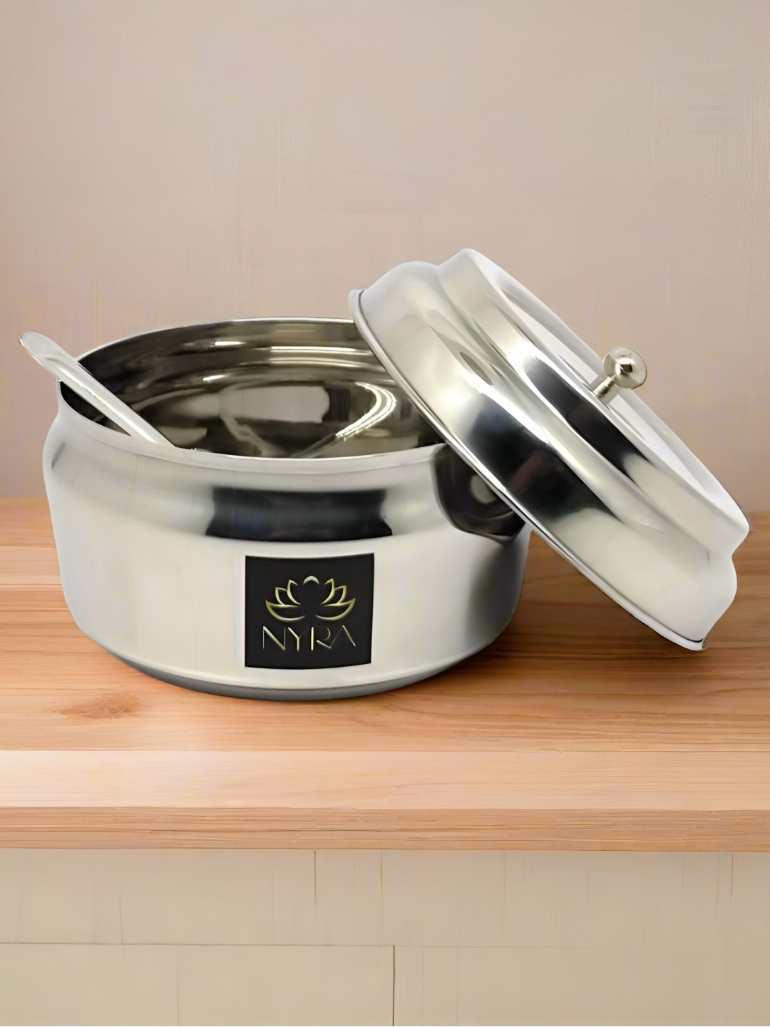Nyra Kitchenware Silver Stainless Steel Dishwasher Safe Flip Top Fridge Container-150ml