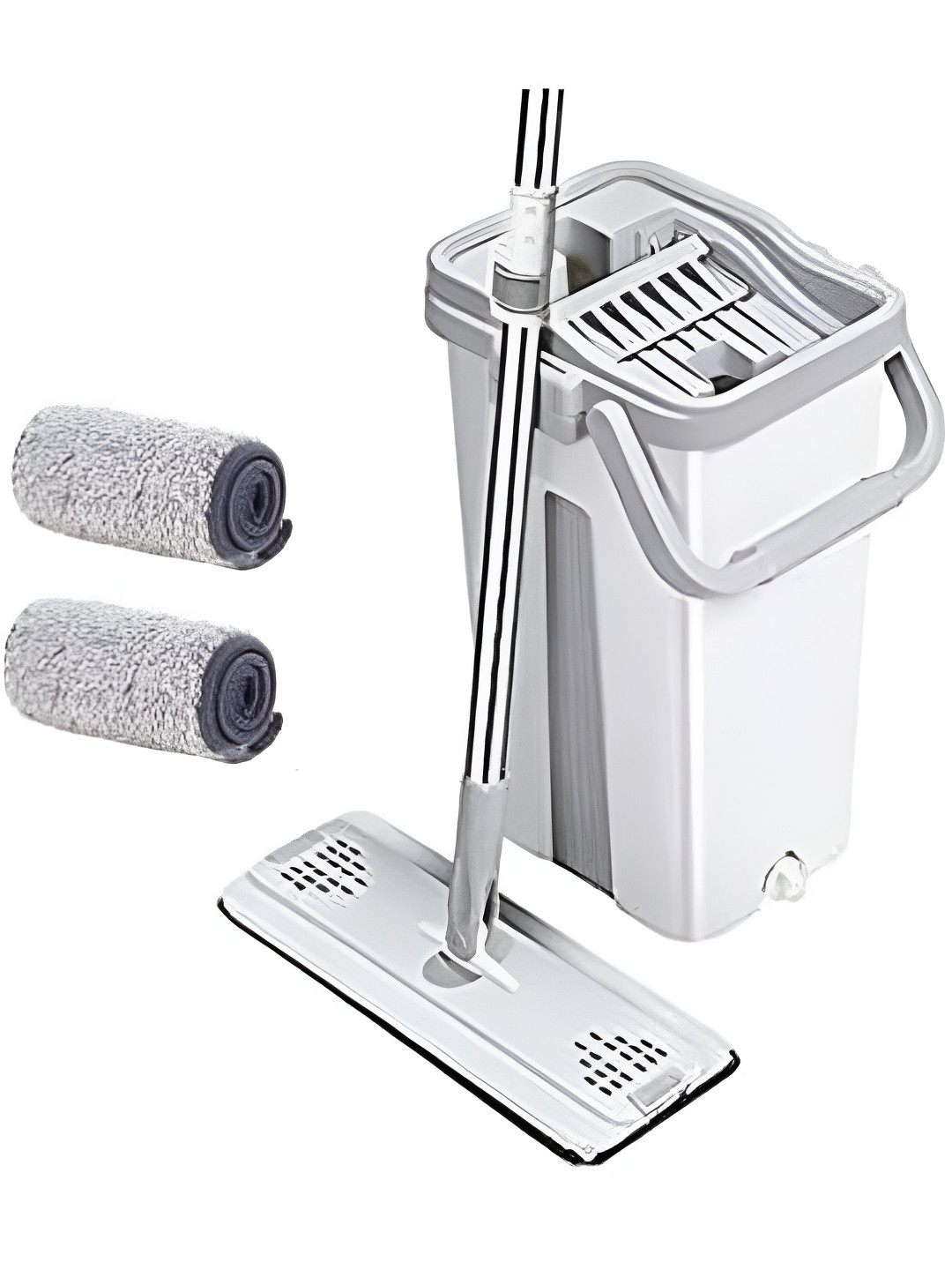 upkaranwale White & Grey Floor Cleaning System Reusable Dust Mop With 2 Soft Refill Pads