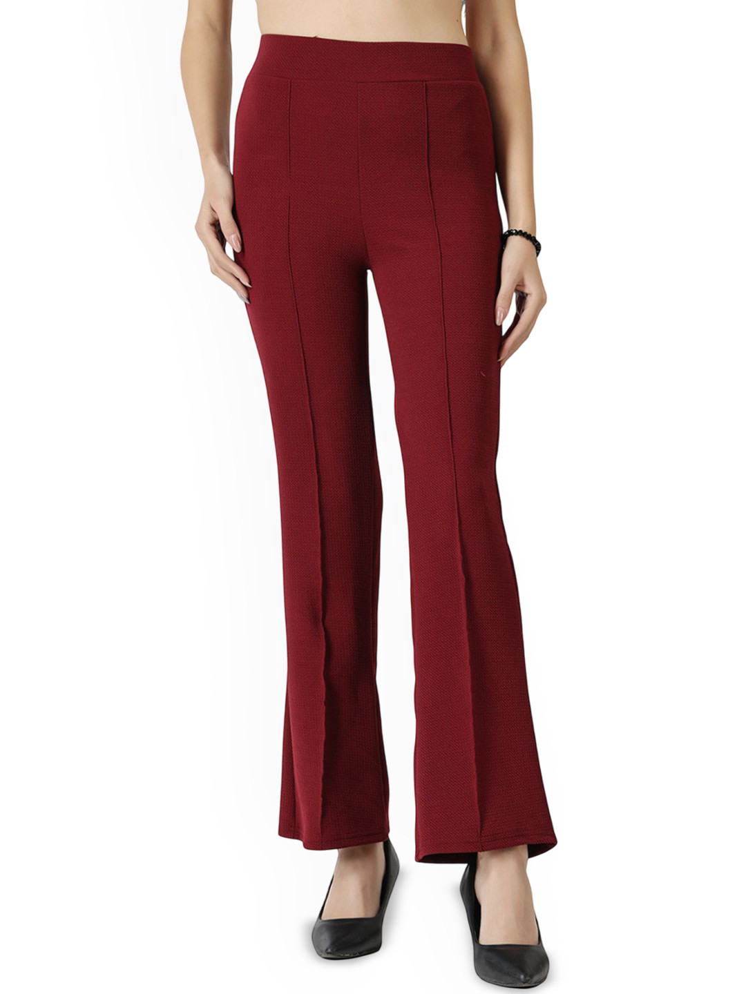 Yozo Women Relaxed Straight Leg Flared High-Rise Trousers
