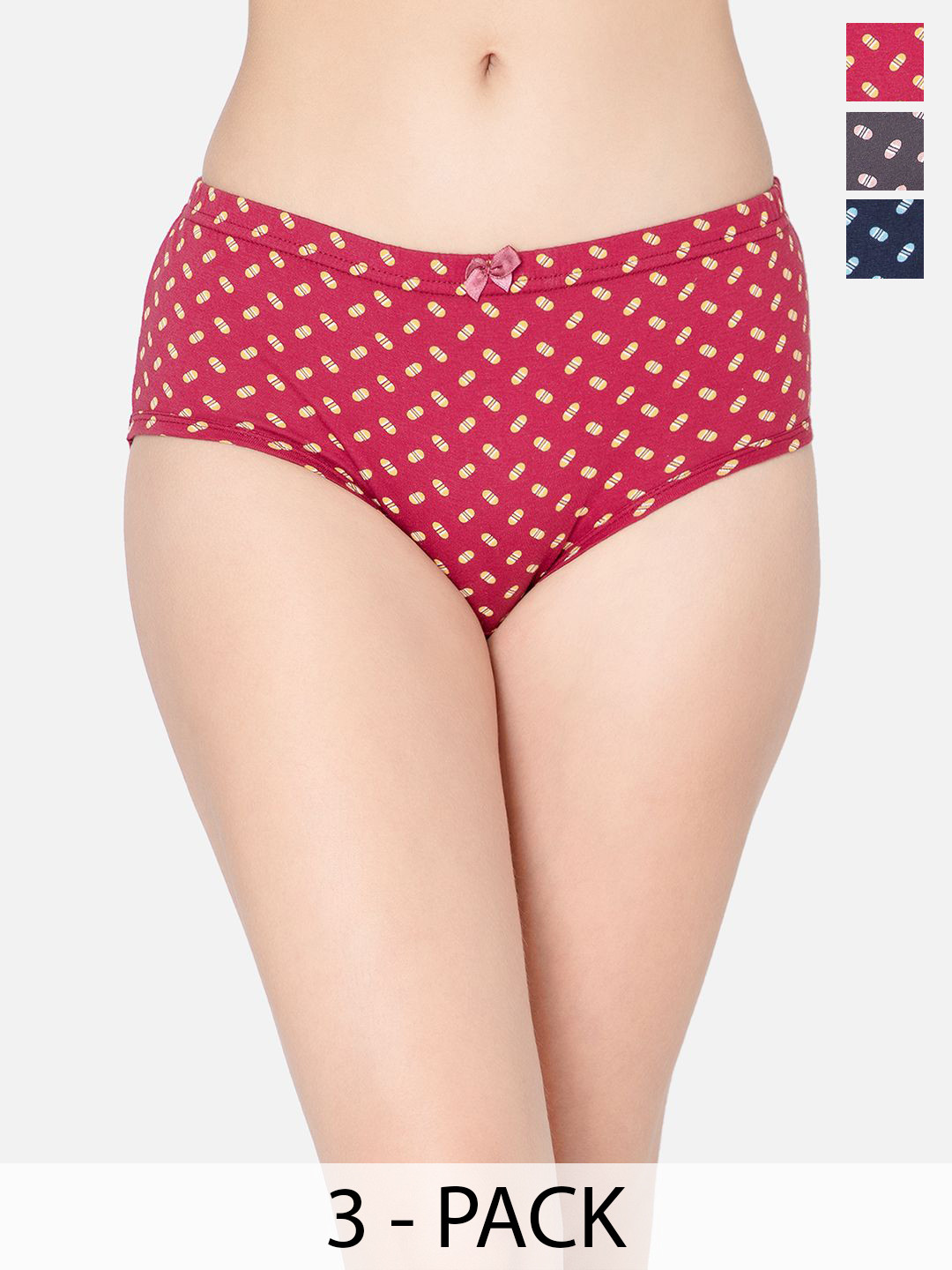 Lady Lyka Pack Of 3 Printed Cotton Hipster Briefs COPPER-STONE-71A
