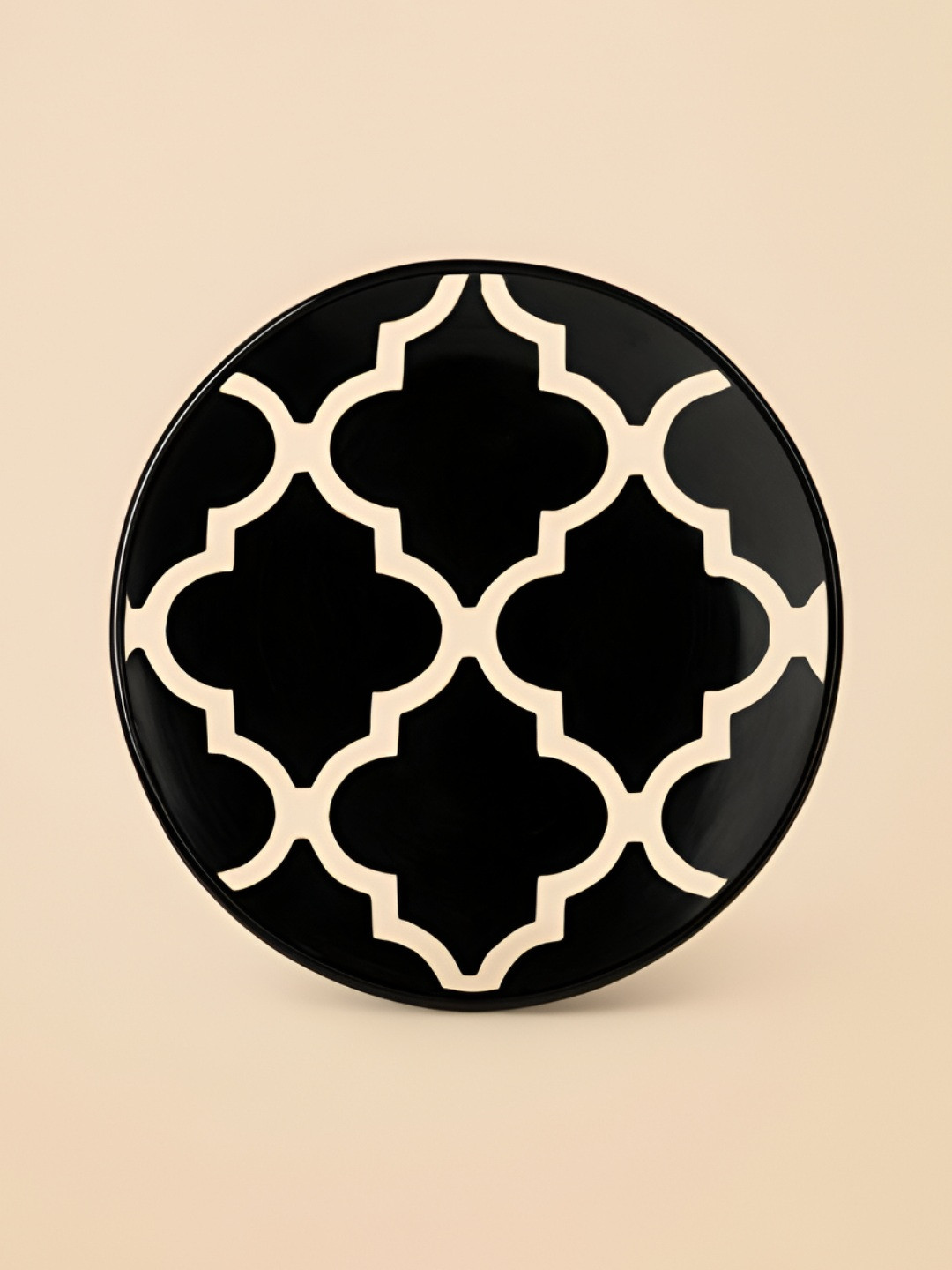 Myntra Elegant Homes Black And White Ethnic Motifs Printed Ceramic Glossy Plates