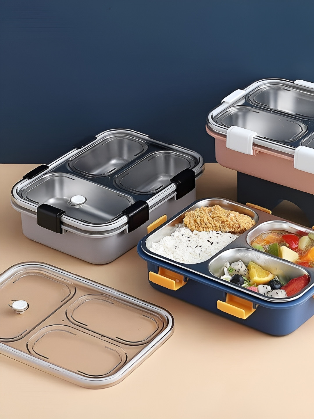 NeonateCare Deluxe Classic Stainless Steel Easy to Clean Lunch Box With Spoon and Fork