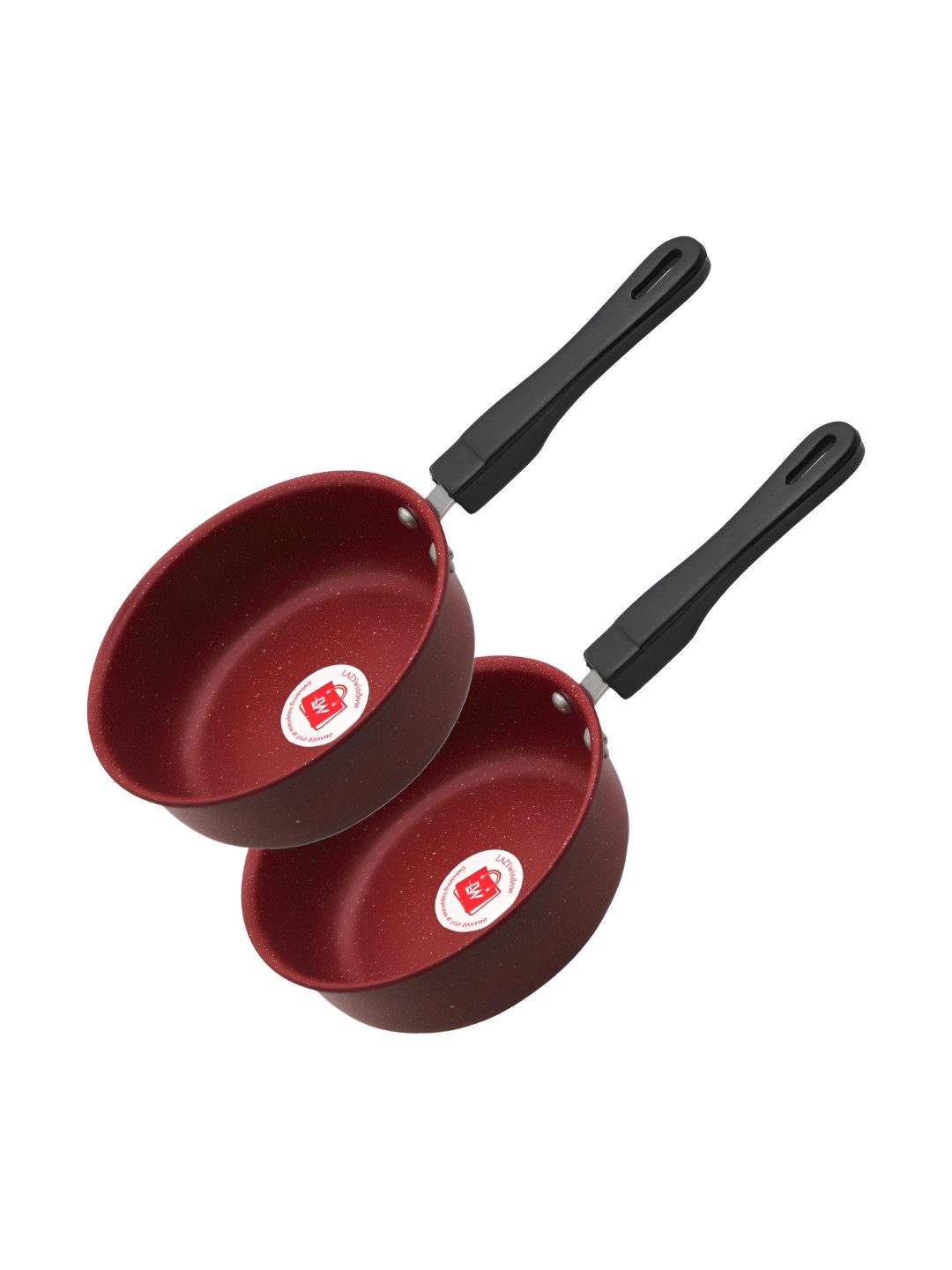 LAZYwindow 2 Pieces Maroon & Black Nonstick Metal Sauce Pan