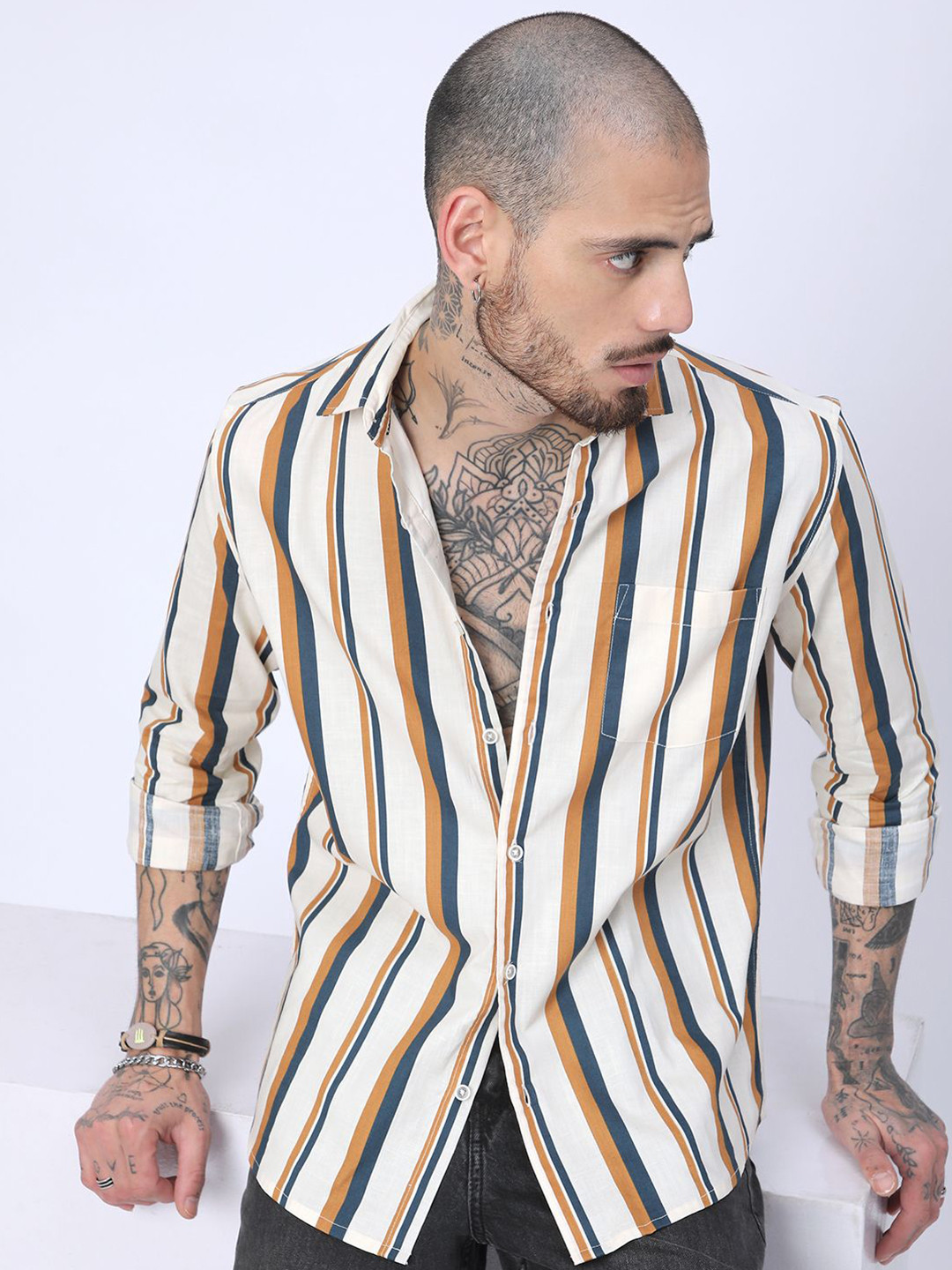 VASTRADO Awning Stripes Classic Slim Fit Shirt