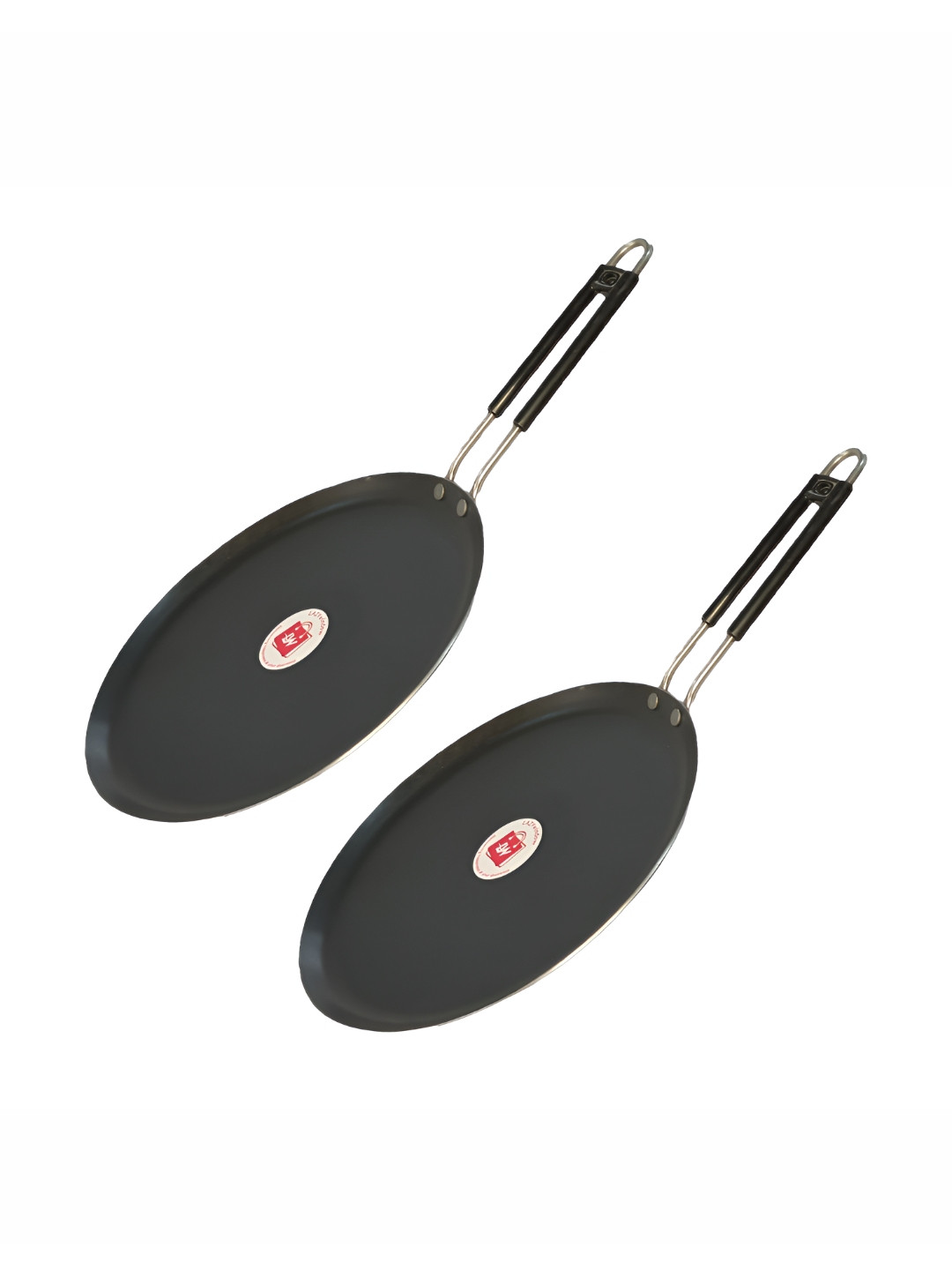 LAZYwindow 2 Pieces Black & Grey Induction Base Flat Iron Tawa