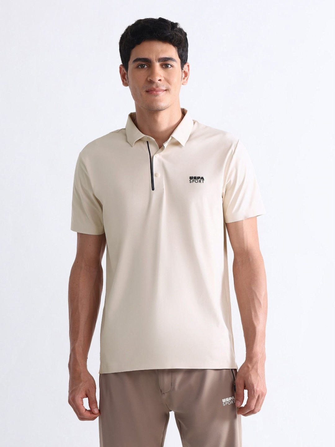 USPA Sport Polo Collar Short Sleeves Slim Fit T-shirt