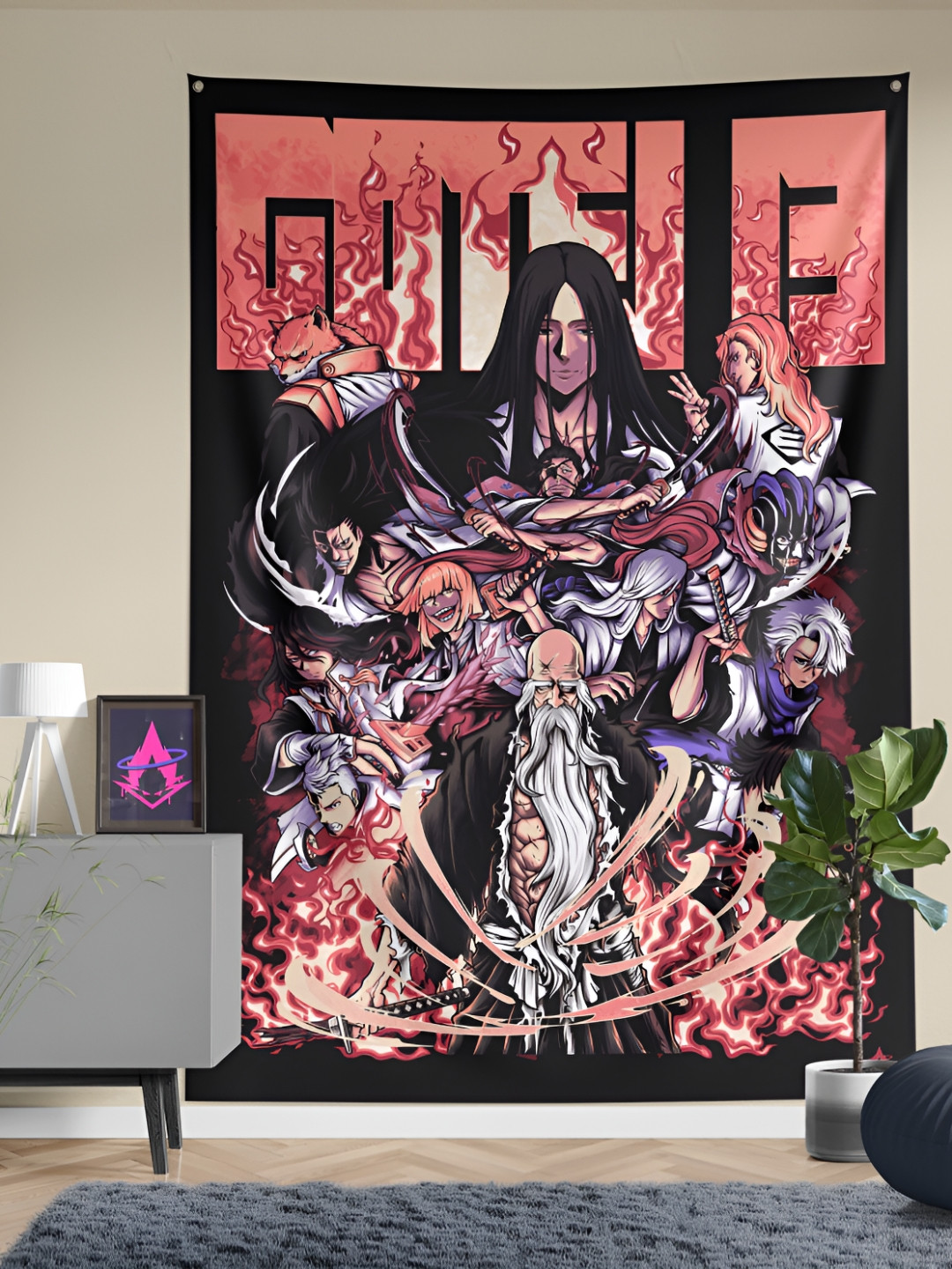 COMICSENSE Black & Pink Bleach Anime Thirteen Blades Anime Printed Wall Hanging Tapestry