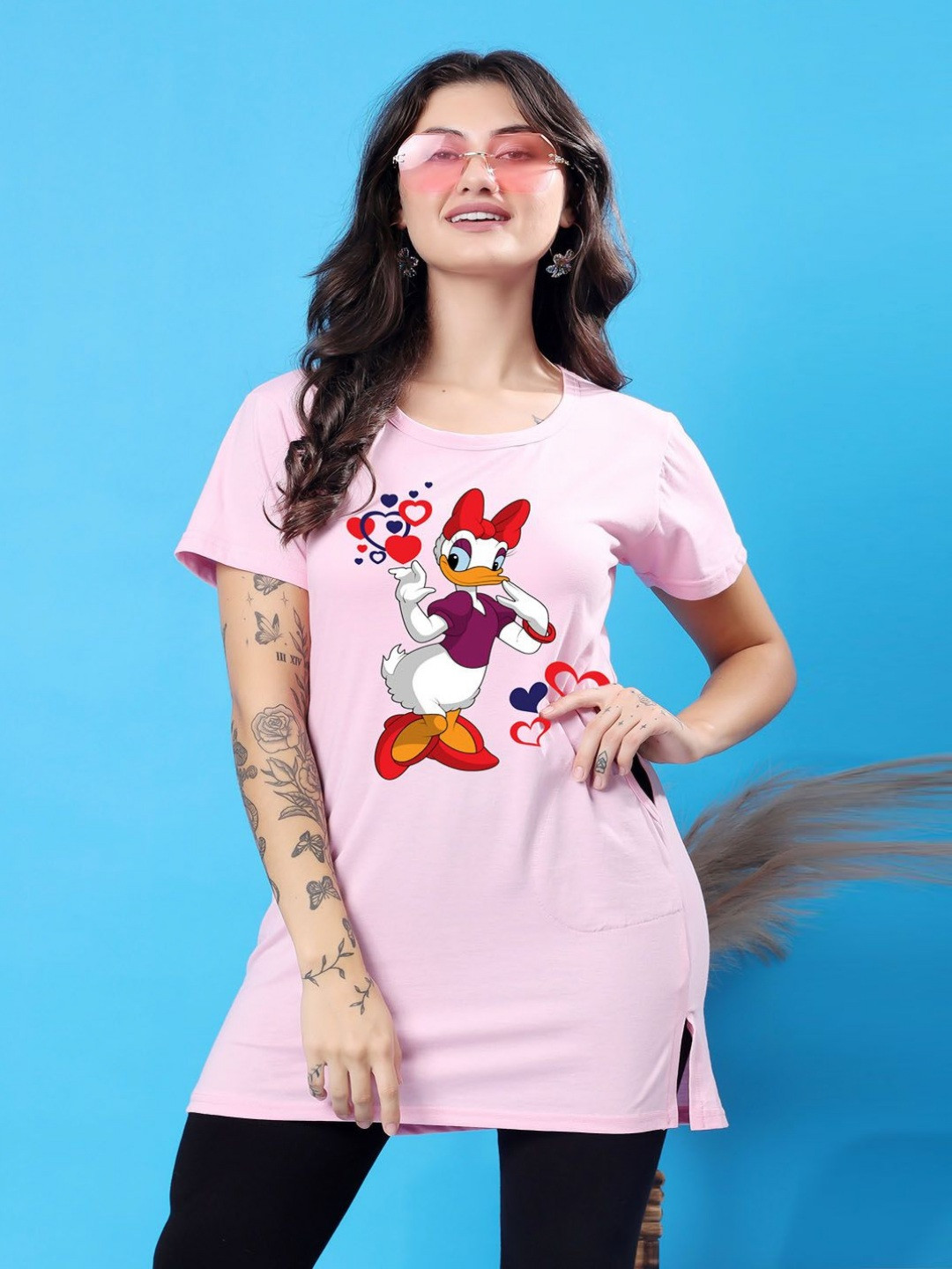 SWIFTLY Graphic Printed Round Neck Short Sleeves Pure Cotton Casual T-Shirt