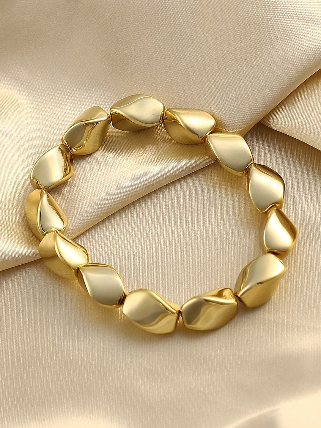 SOHI The Swirl Gold-Plated Artificial Beads Beaded Elasticated Bracelet