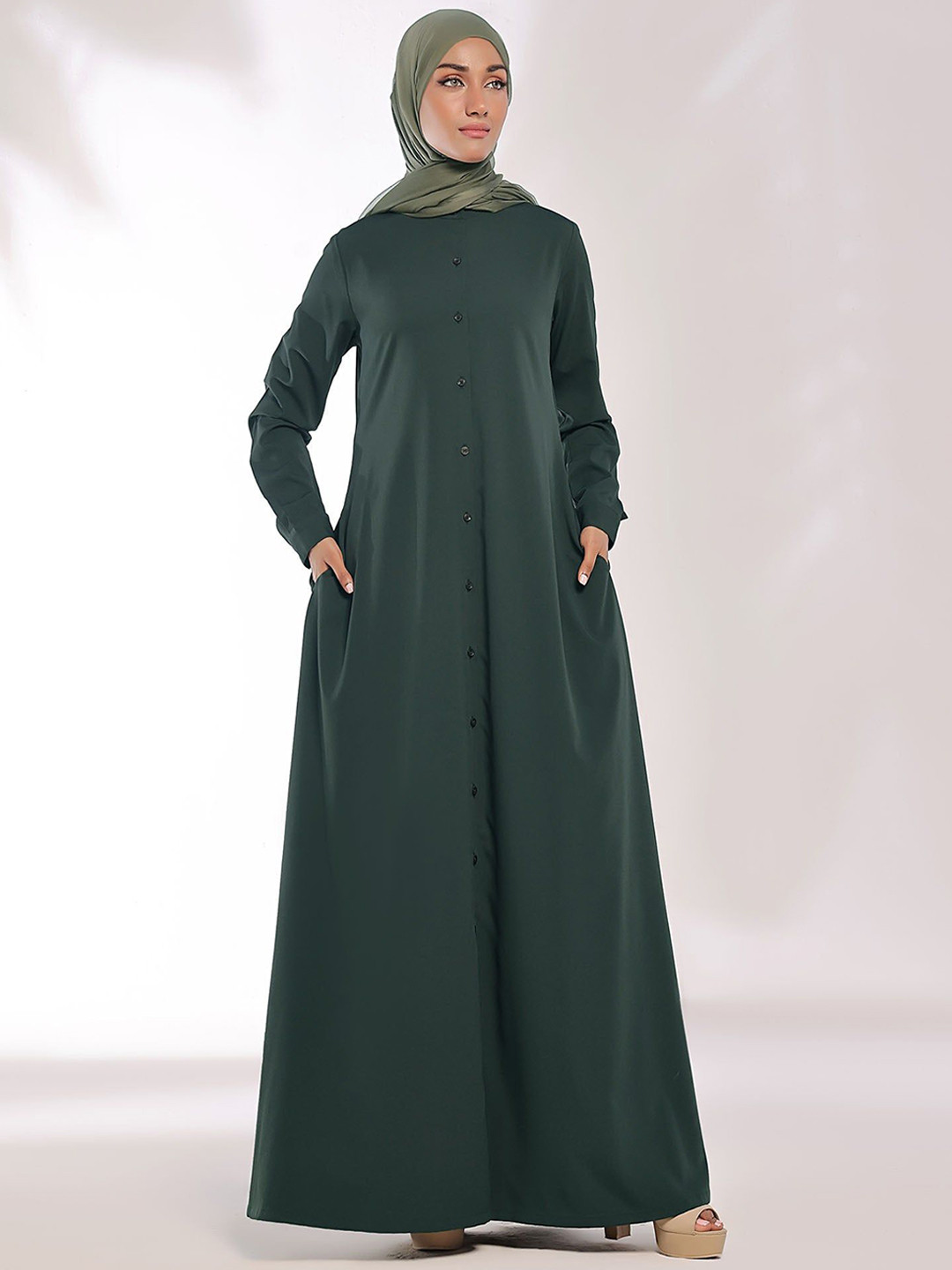 BASHARIYA Front-Open Abaya Burqa With Side Pockets