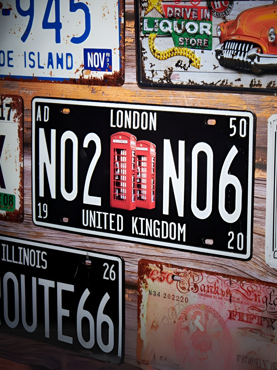 eazy wagon London Telephone Booth Metal Antique Hanging Hall Signs and Plaques-6In