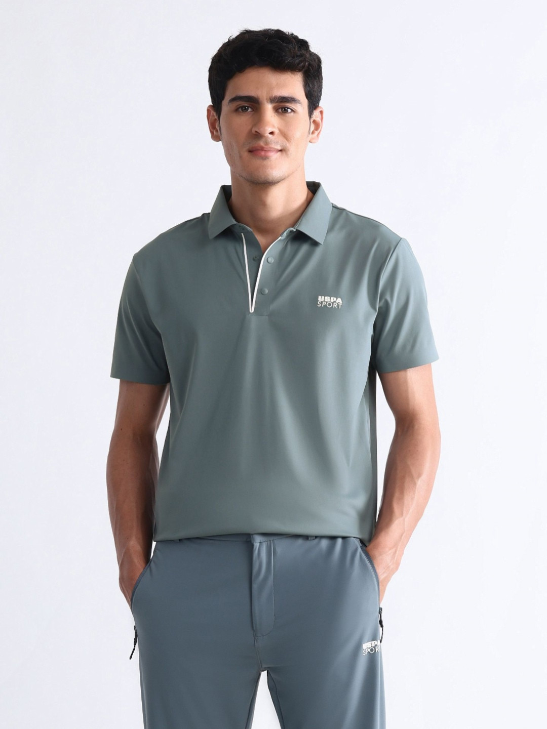 USPA Sport Men Polo Collar Slim Fit T-shirt