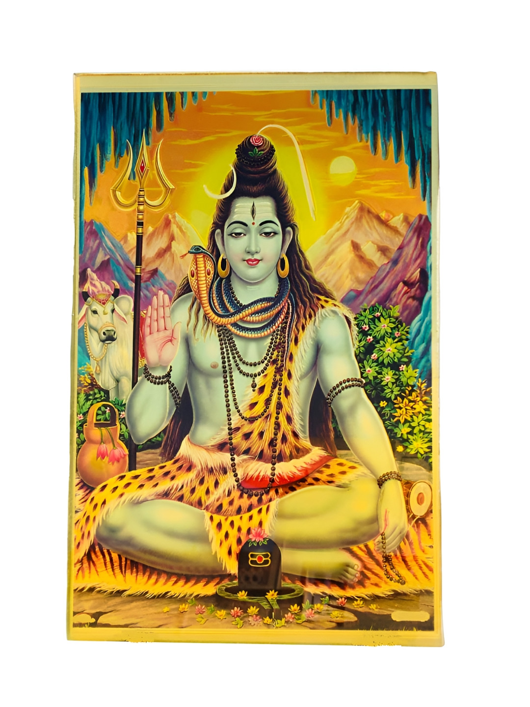 SHOP BY ROOM Yellow & Green Lord Shiva Wall Art Tile