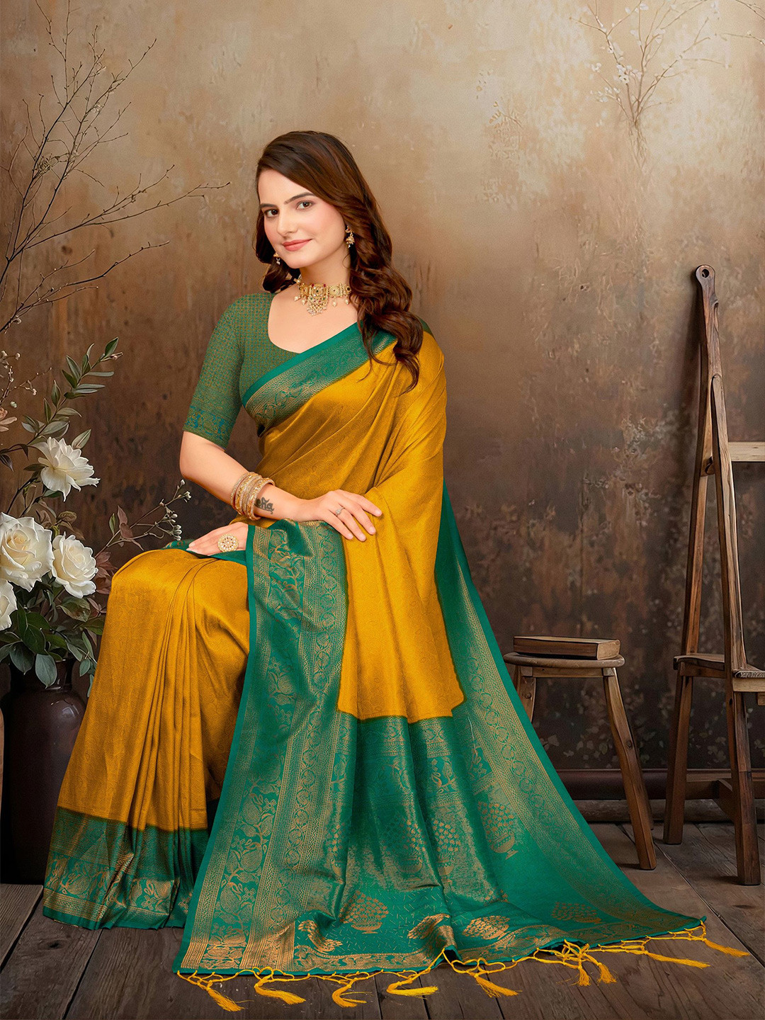 Moksha Trends Woven Design Zari Art Silk Banarasi Saree