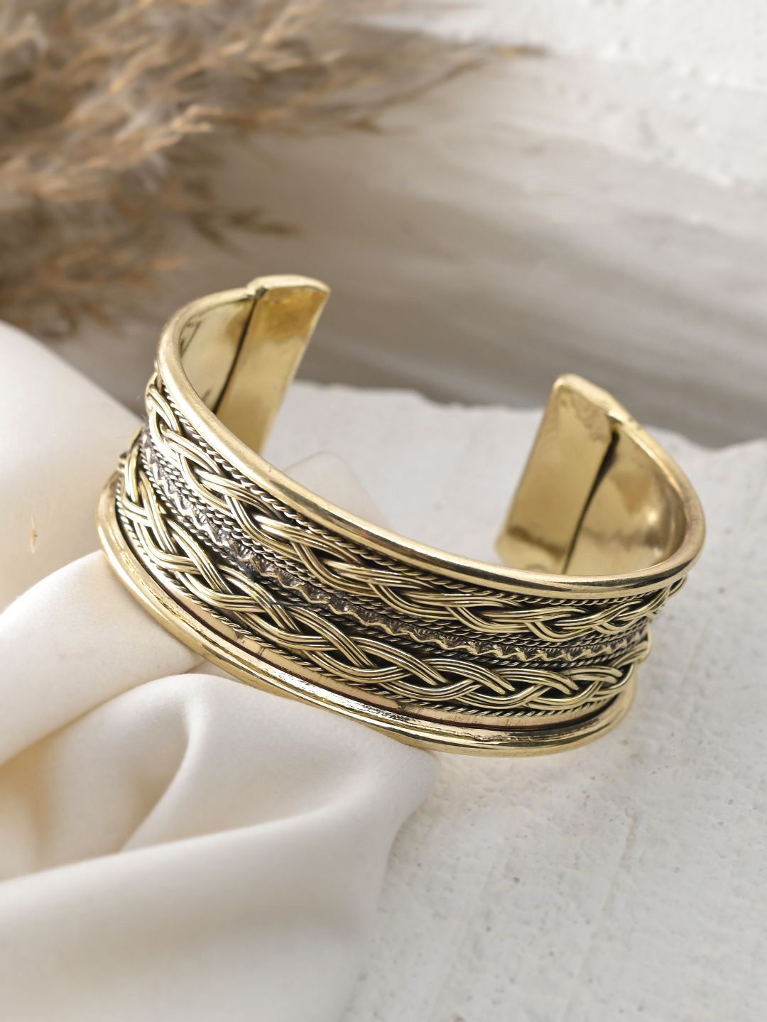 Silvermerc Designs Textured Gold-Plated Cuff Bracelet