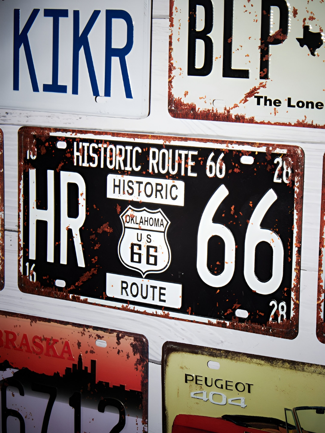 eazy wagon Historic Route 66 Metal Matte Hanging Hall Signs and Plaques-6In
