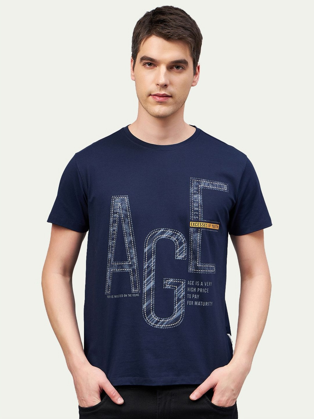 MOUNTAIN COLOURS Typography Printed Cotton Regular Fit T-shirt