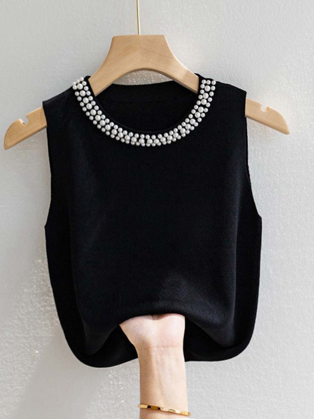 Outzidr Black Pearl Studded Tank Top