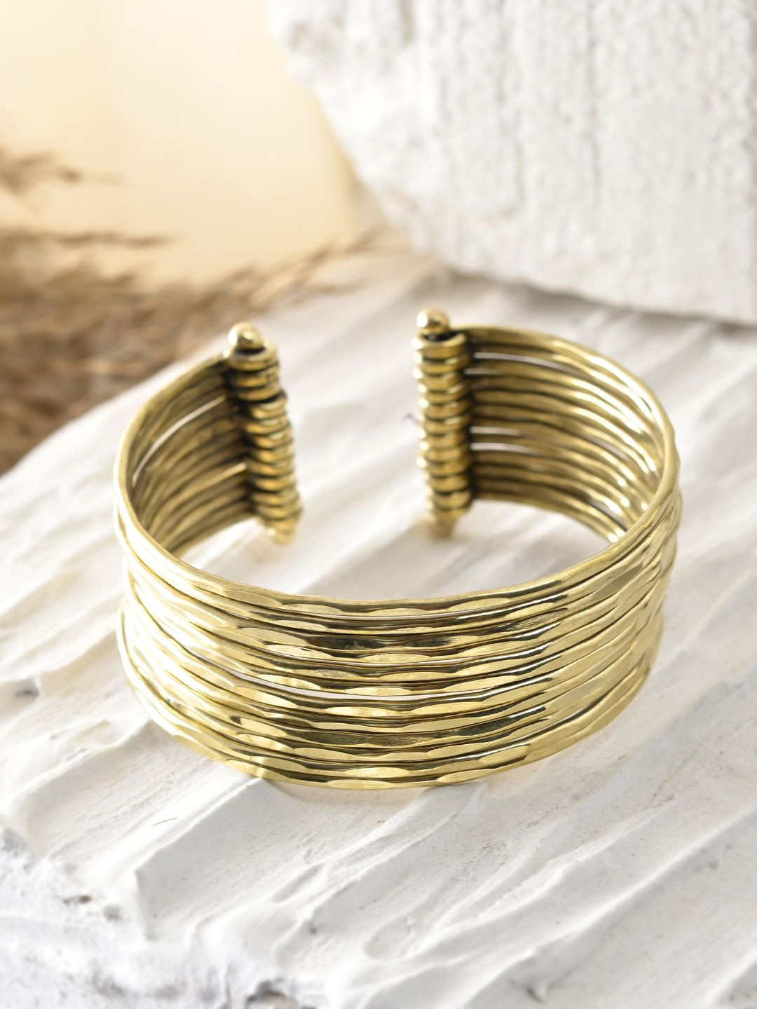 Silvermerc Designs Women Gold-Plated Wire Cuff Bracelet