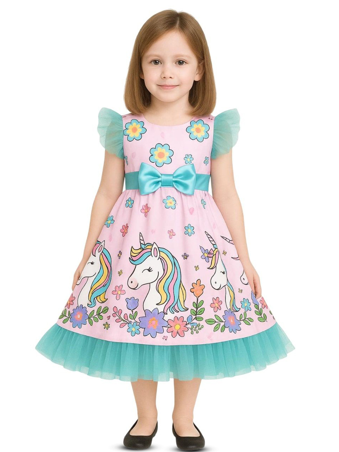 My Lil Princess Girls Embellished Satin A-Line Dress