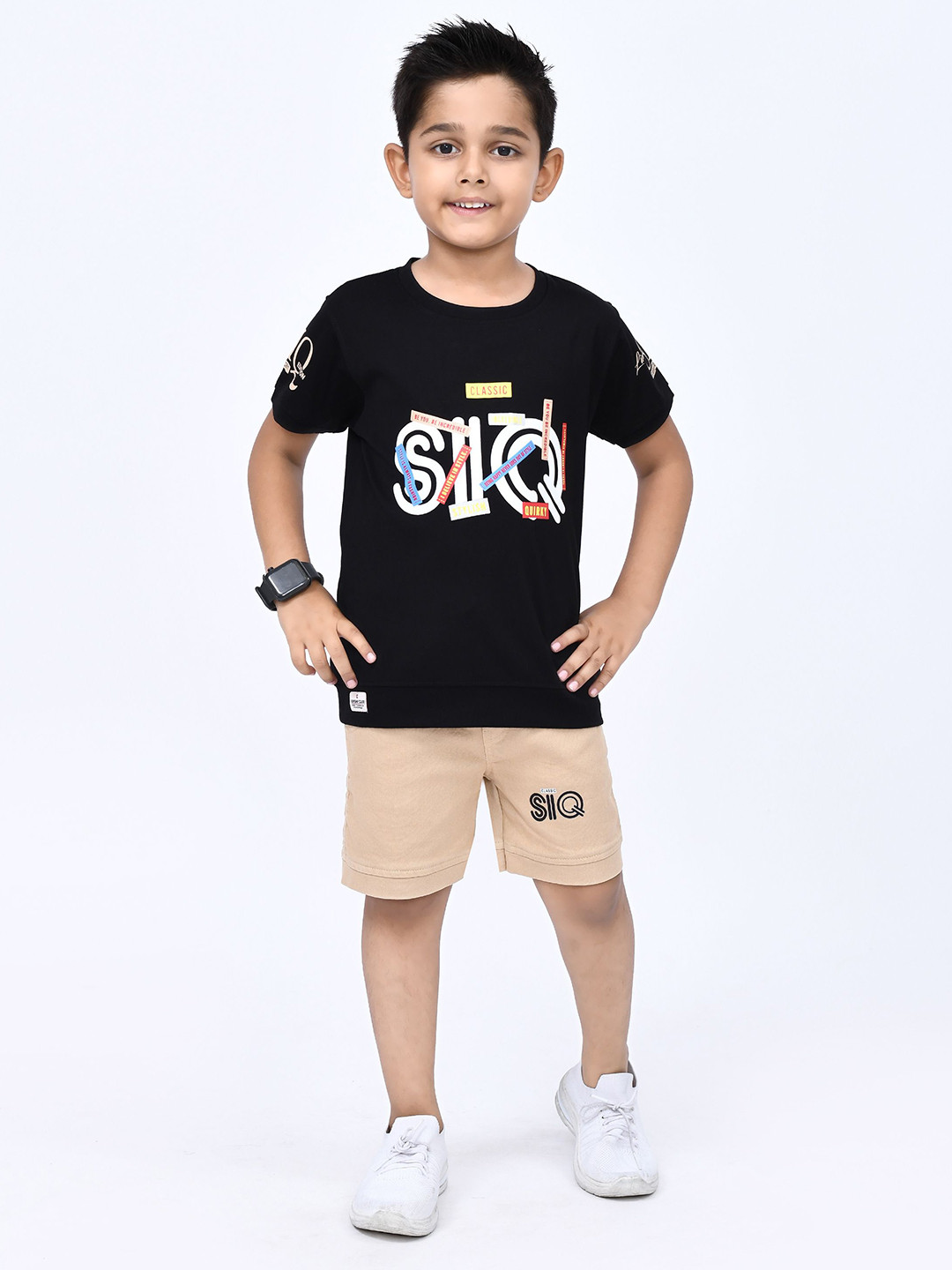 SHAKTI CREATION Boys Printed Pure Cotton Round Neck T-shirt With Shorts