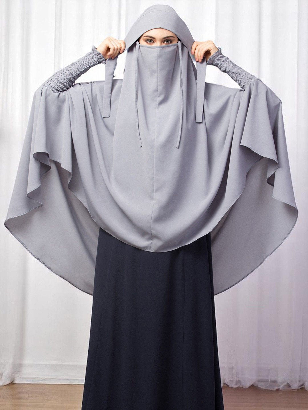 BASHARIYA Long Khimar Hijab for Namaz With Adjustable Mouthpiece