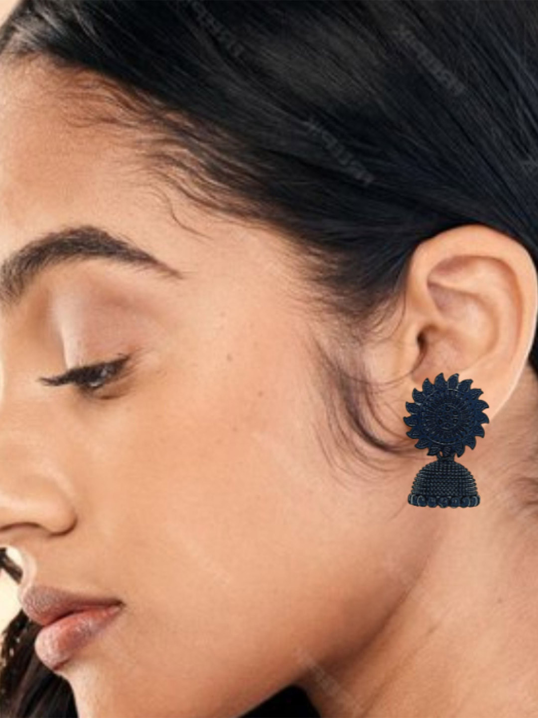 Varico Black Dome Shaped Jhumkas