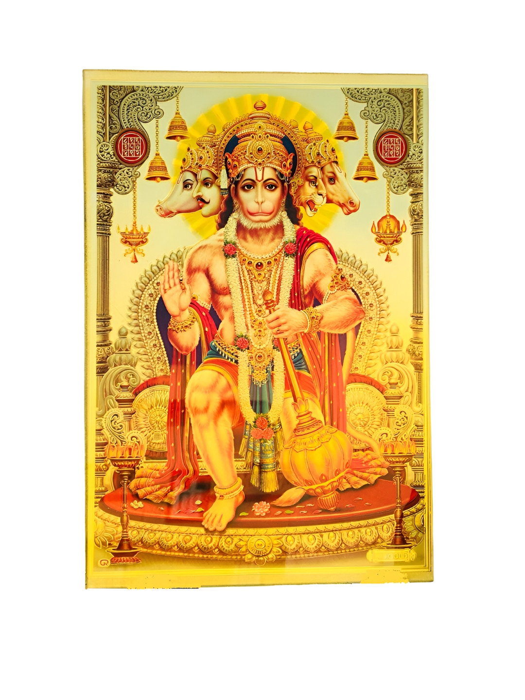 SHOP BY ROOM Yellow & Red Panchmukhi Hanuman Wall Art