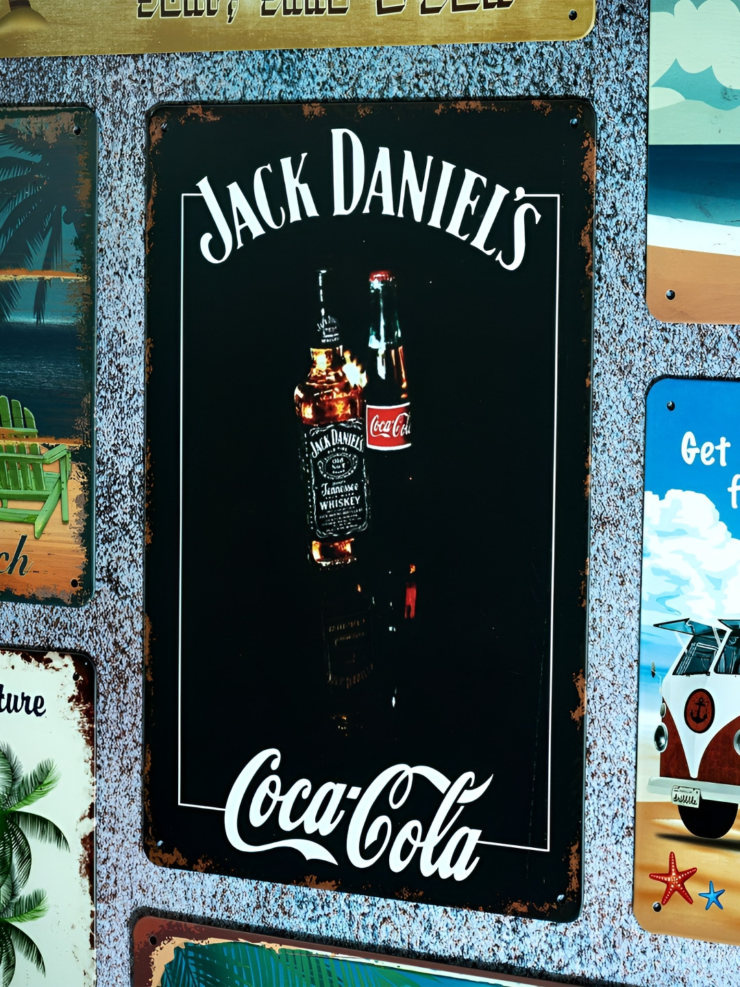 eazy wagon Jackdaniels With Cocacola Metal Glossy Hanging Hall Signs and Plaques-11.8In