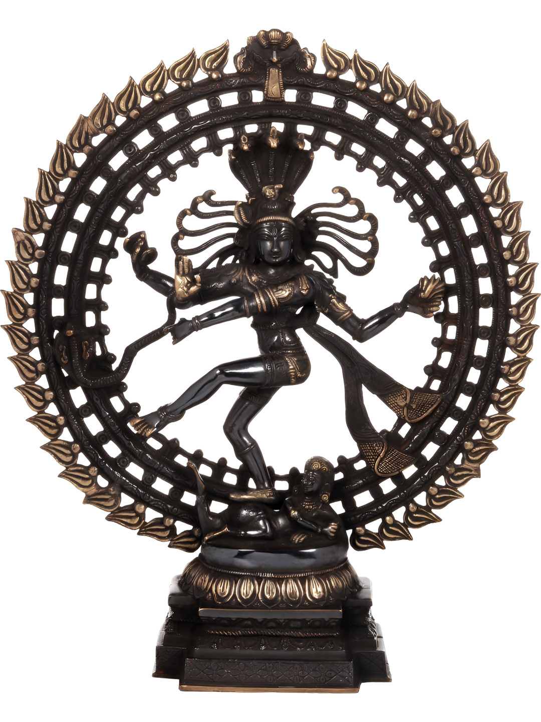 Exotic India Lord Shiva As Nataraja Black Brass Metallic Prayer Room Hand-Crafted Large Showpiece - 22.5 Inches