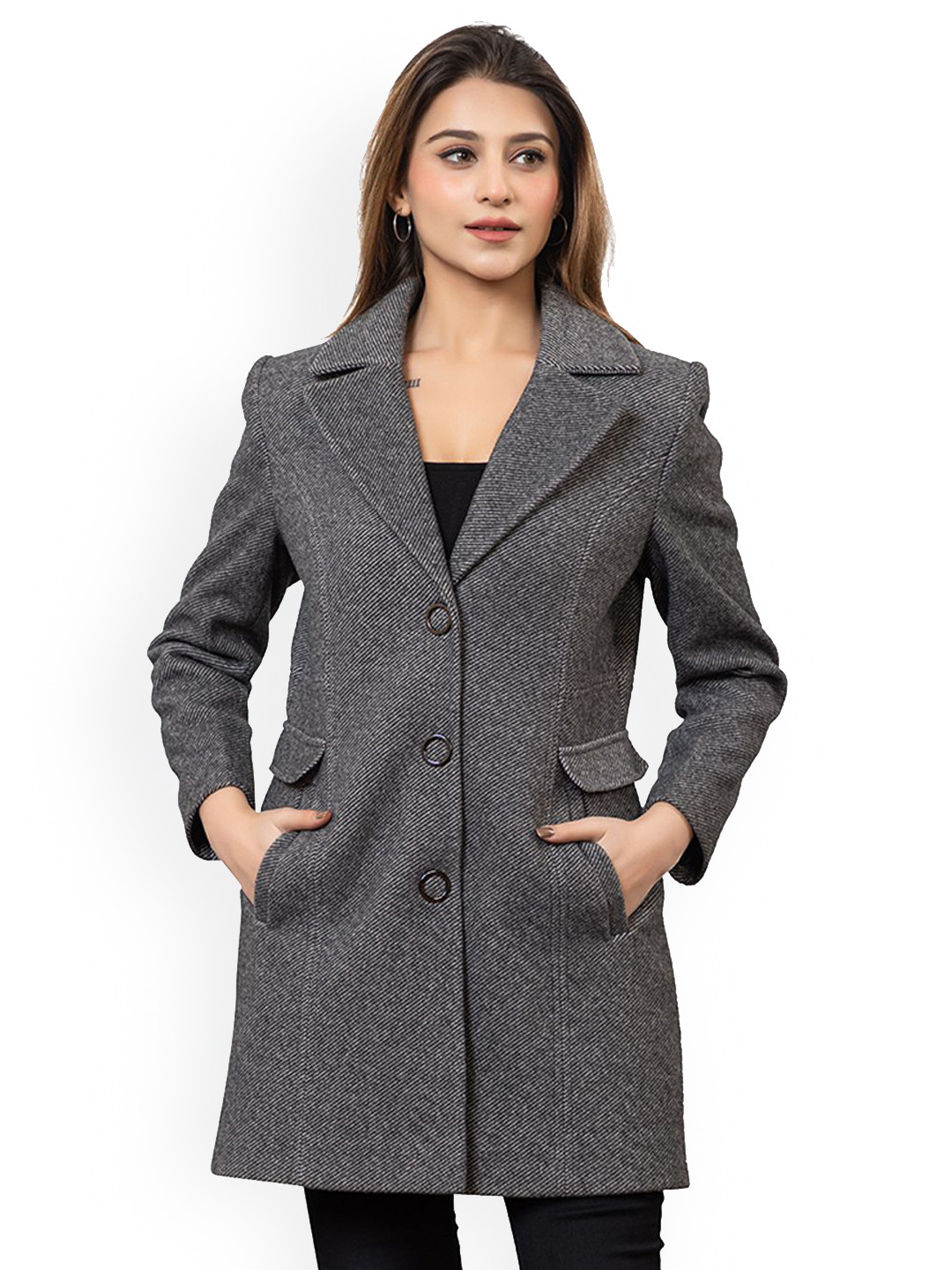 TWENTY ME Slim-Fit Notched Lapel Single-Breasted Overcoat