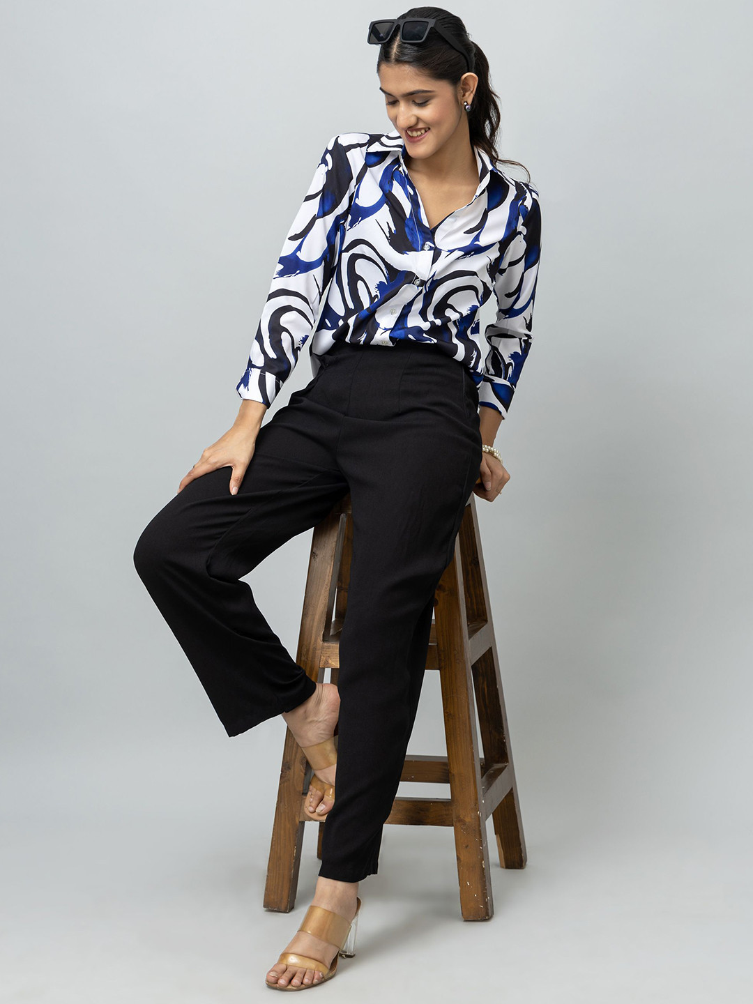 Rhe-Ana Women Abstract Print Shirt Style Top
