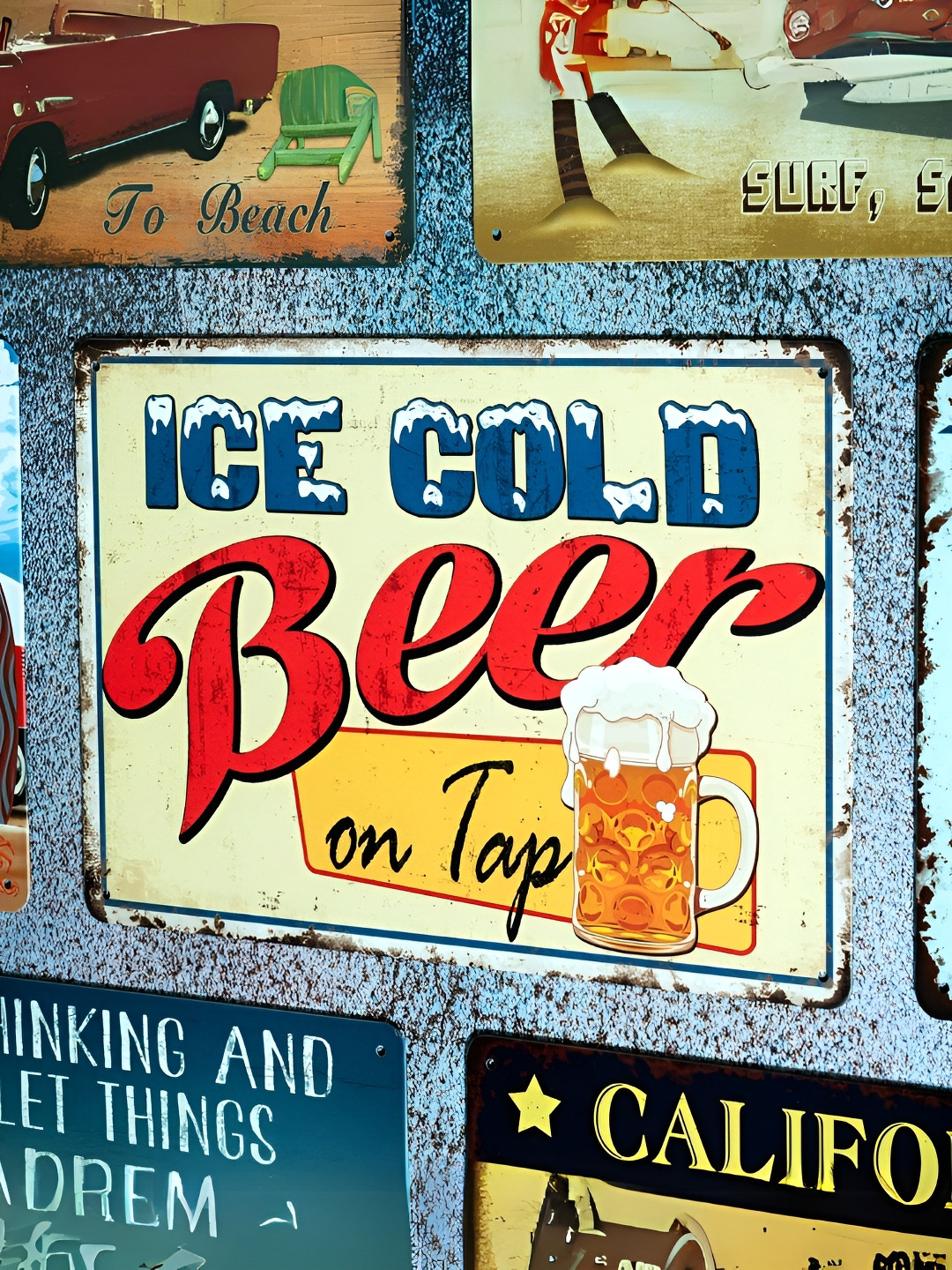 eazy wagon Number Plates Big wall sign - Ice Cold Beer On Tap Metal Signs and Plaques-7.9In