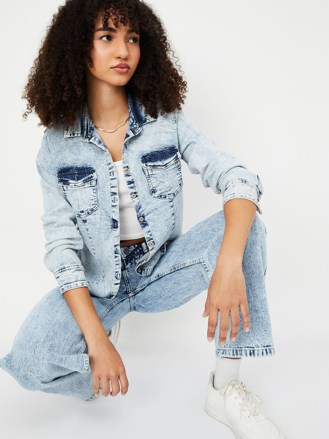 max Women Faded Faded Casual Shirt