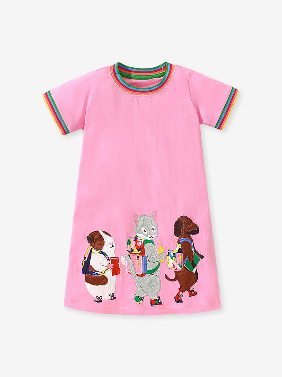 YK  Girls Printed T-shirt Dress Kneelength
